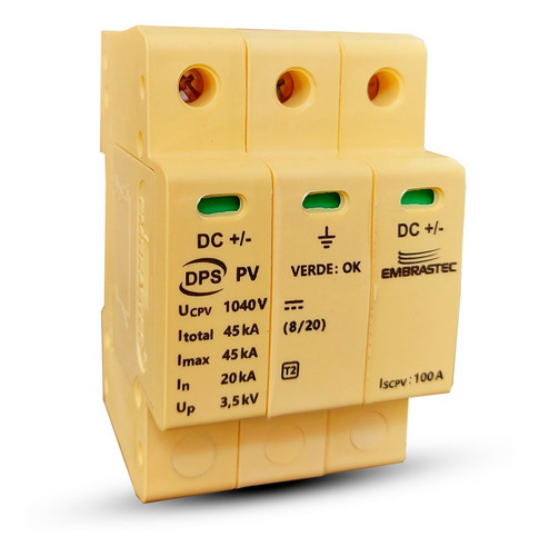 Dps Solar Tripolar 1000v 45ka Disp De Proteção Contra Surtos