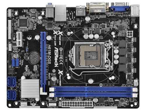 Placa Mãe H61 Asrock H61m-dgs Ddr3 Lga1155 Oem Cor Marrom