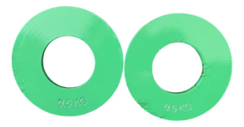 2 Piezas Placas De Pesas Fraccionales De Acero 0,5 Kg Verde