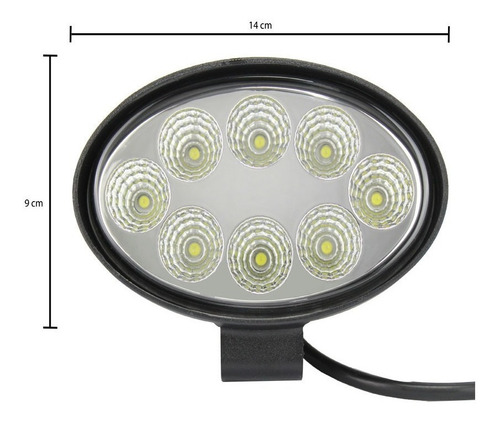 Faro Ovalado Auxiliar 8 Led 24w Tractor Agro Vial Mod. 511