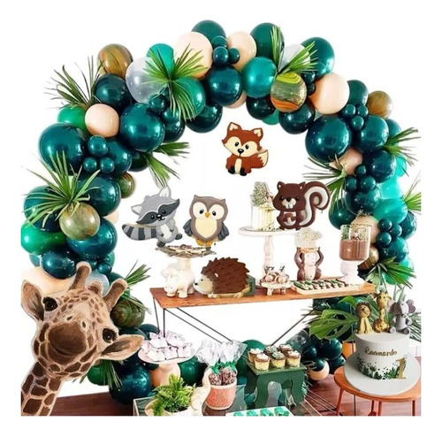 Decoracion Arco Fiesta Safari Selva Jungla Verde Premium