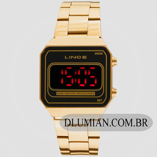 Imagem 2 de 10 de Relógio Feminino Digital Lince Mdg4645l Pxkx Led Vermelho