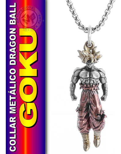 Collar De Goku Super Saiyajin Dragon Ball Con Cadena Metal 