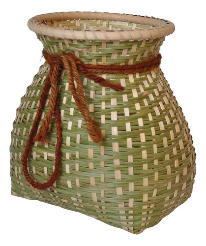 Maceta Decorativa De Bambú Con Cuerda, 10 X 14 Cm