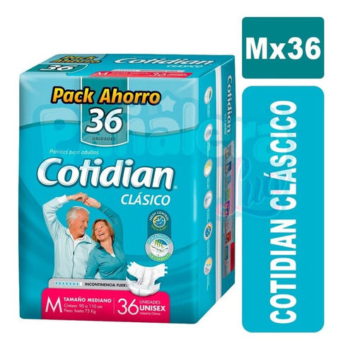 Pañales Cotidian Clásico M X 36 Unidades