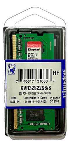 Kinstong Kvr32s22s6/8 Memoria Ram Sodimm 8gb Ddr4-3200mhz