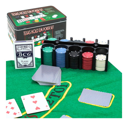 Set Juego De Póker 200 Fichas Caja De Lata Poker Set