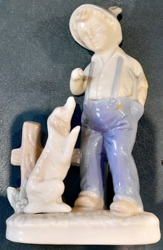 Figura De Porcelana Bavaria Germany Niño Y Perro  Perrito