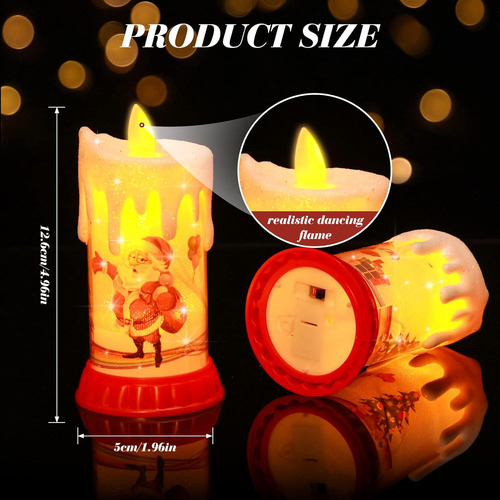 Haidoliang 2 Pcs Velas Led En Llamas Led De Navidad, Velas D