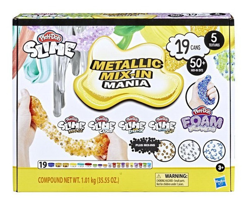 Imagen 3 de 9 de Slime Y Foam Metallic Mix-in Mania Play-doh 19 Latas
