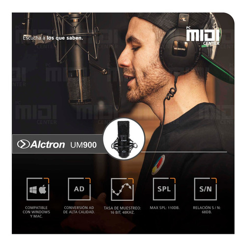 Imagen 7 de 10 de Micrófono Profesional Condenser Usb Cardioide Alctron Um900