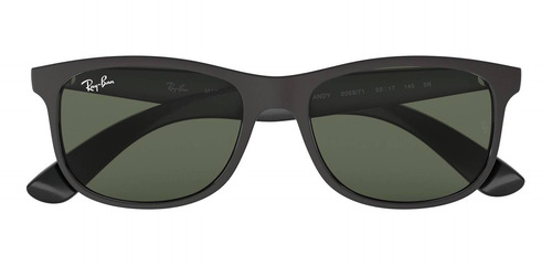 Imagen 4 de 4 de Anteojos de sol Ray-Ban Wayfarer Andy Medium con marco de nailon color matte black, lente green clásica, varilla matte black de nailon - RB4202