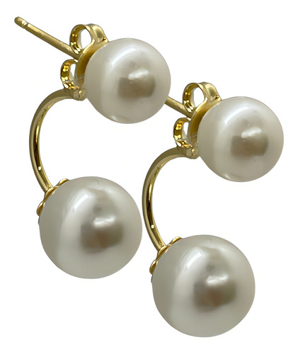 Brinco Banhado A Ouro Pérola Grace Kelly 8mm E 10mm