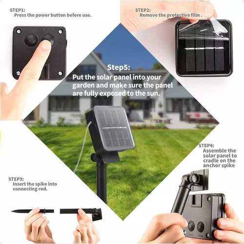 Guirnalda Solar Led Impermeable 8 Modos 7m 50 Focos