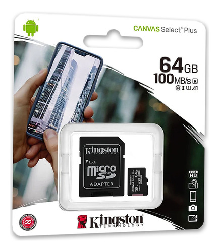 Memoria Micro Sd Kingston 64gb Canvas Select Plus 100mb/s