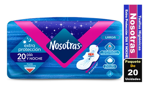 Toalla Higiénica Nosotras Extra Protección Dia Y Noche 20 Un