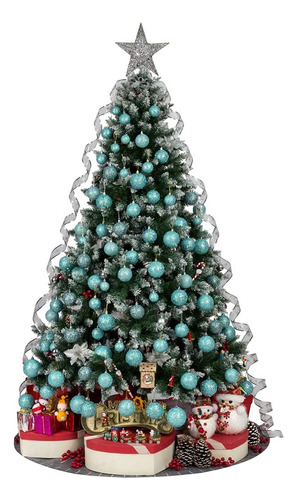 Juego De 24 Adornos Navidad Inastillables 6 Cm Verde Azulado