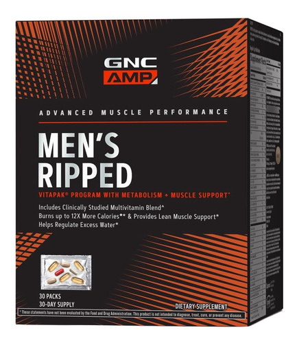 Suplemento Gnc Amp  Men's Ripped 30 Packs