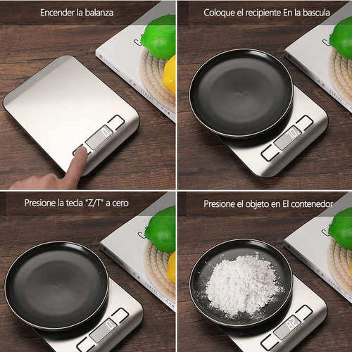 Báscula Digital De Cocina Acero Inoxidable 5 Kg Pantalla Lcd