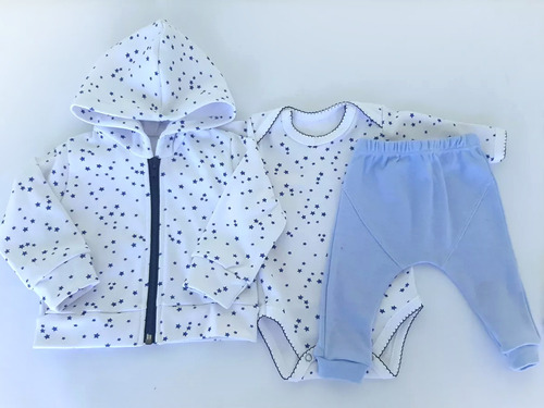 Set Campera Bebé Recien Nacido + Body + Pantalón Con Puño