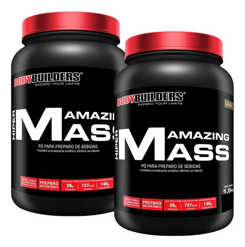 Combo 2x Hipercalórico Amazing Mass 1,5kg - Bodybuilders Sabor Chocolate