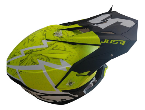 Casco Just 1 J39 Poseidon Negro / Fluo / Blanco Mate 