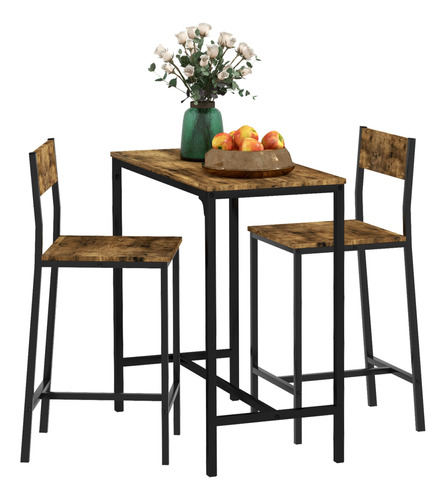 Conjunto De Mesa Industrial Y Sillas Altas Ideal Para Espaci