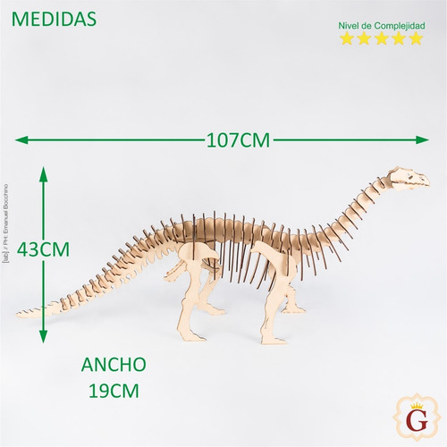 Imagen 2 de 6 de Dinosaurio P/armar 3d En Fibro Fácil Brontosaurio