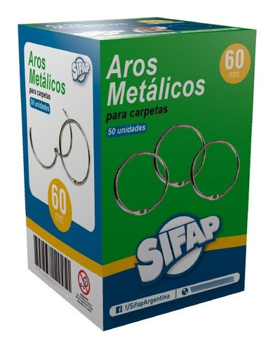 Aros Metalicos Para Carpeta 60mm Sifap X 3 Unidades