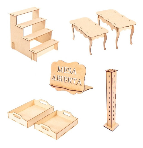 Kit Mesa De Dulces Candybar En Mdf Muebles Para Cupcakes N2