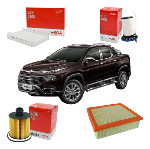 Kit Filtros Wega Fiat Toro 2.0 Diesel - Gutti