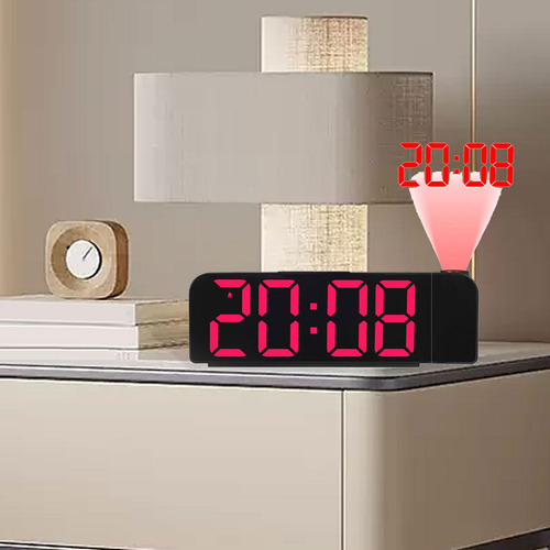 Reloj De Escritorio Digital Reloj Despertador Luz Roja Negra