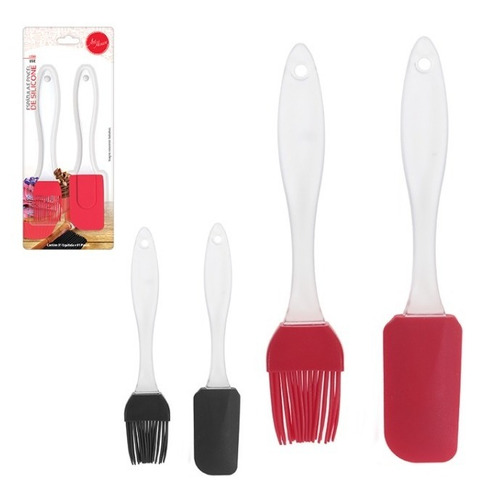 Kit Espátula E Pincel De Untar Silicone Cabo Transparente