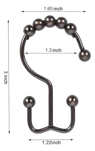 Topaaa Metal Double Glide Roller Shower Curtain Hooks Rings,