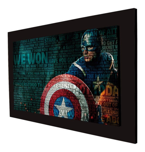 Cuadro 60x40cms Decorativo Capitanamerica Letras + Envío