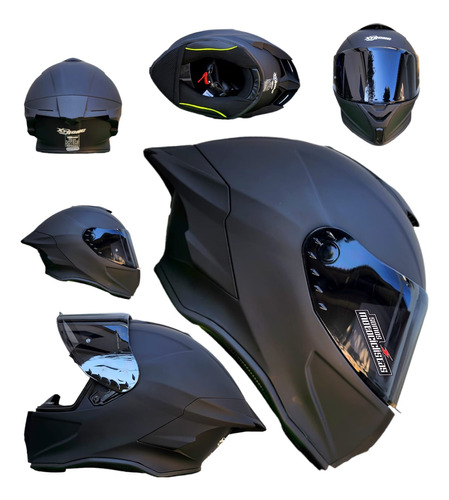 Casco Para Motociclista Biker Deportivo Xtrong Negro Mate