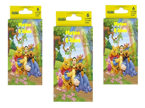 Winnie Pooh Lapices De Colores Personalizados X10    