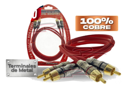 Cable Rca De 100% Cobre Rock Series 3 Metros Terminal Metal