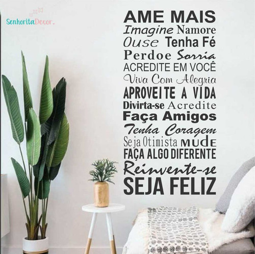 Adesivo De Parede Frase Ame Mais Quarto Sala Decoração