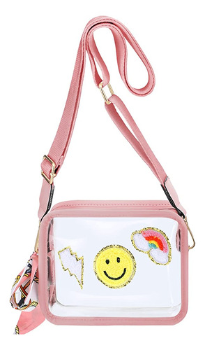 ~? Chenille Patch Preppy Pvc Clear Crossbody Bag Stadium App