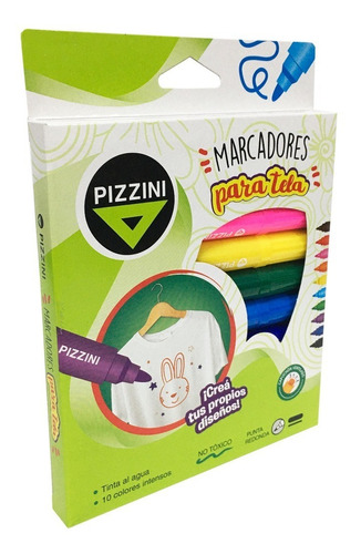 Marcador Para Tela Pizzini 10 Colores Surtido Punta Redonda