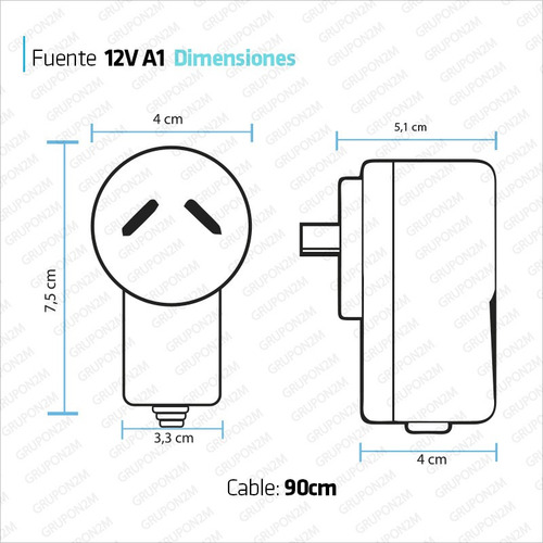 Imagen 4 de 10 de Fuente 12v 1a Transformador Plastico Switching Tira Led Cctv