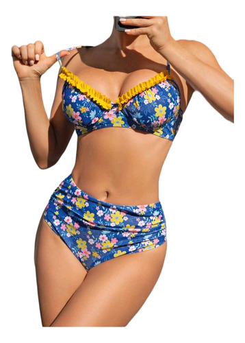 Ropa De Baño Bikini Push Up 2 Piezas Floral