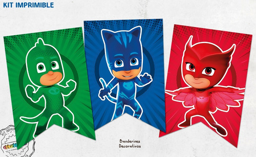 Kit Imprimible Héroes En Pijamas, Pj Mask Personalizado
