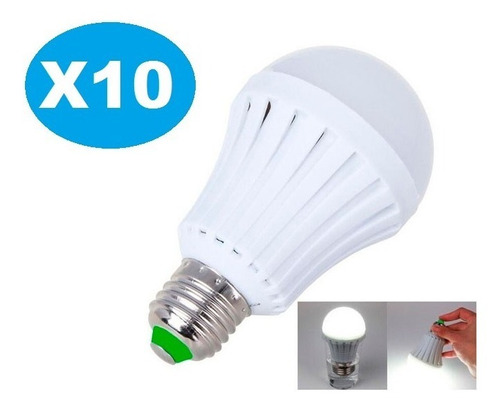 Pack 10 Ampolleta Led Emergencia Luz Blanca 7w