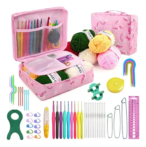 Kit Crochê 59 Peças Com Estojo E Novelos De Lã | MercadoLivre