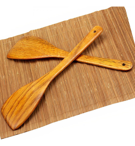 Juego De Espátula Y Cuchara De Madera De Bambú Wok Y Utens