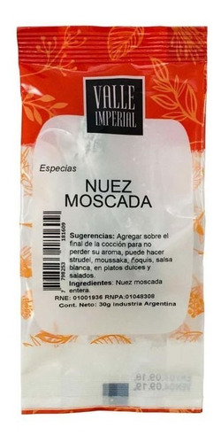 Nuez Moscada 30 Gr Marca Valle Imperial