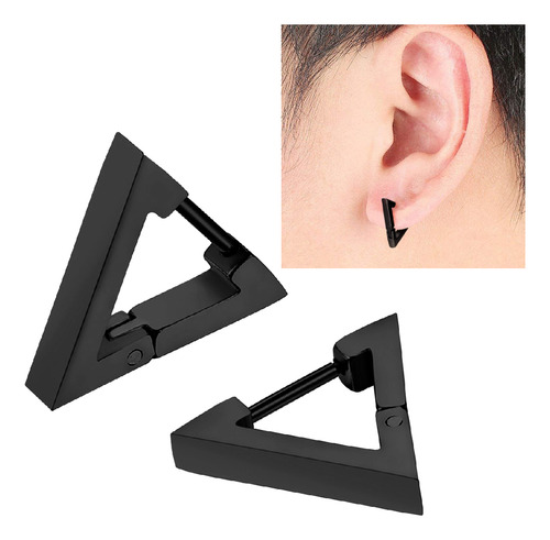 Aros Aretes Punk Triangulo Acero Set X 2 Unidades