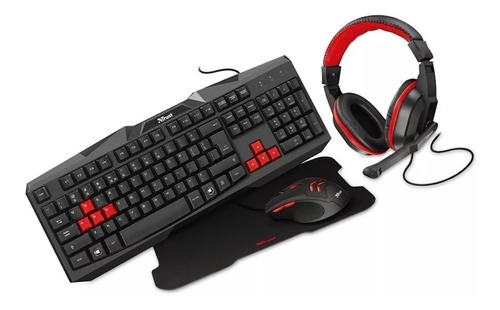 Kit Combo Trust Gaming Ziva Bundle 4 In 1 Teclado Mouse